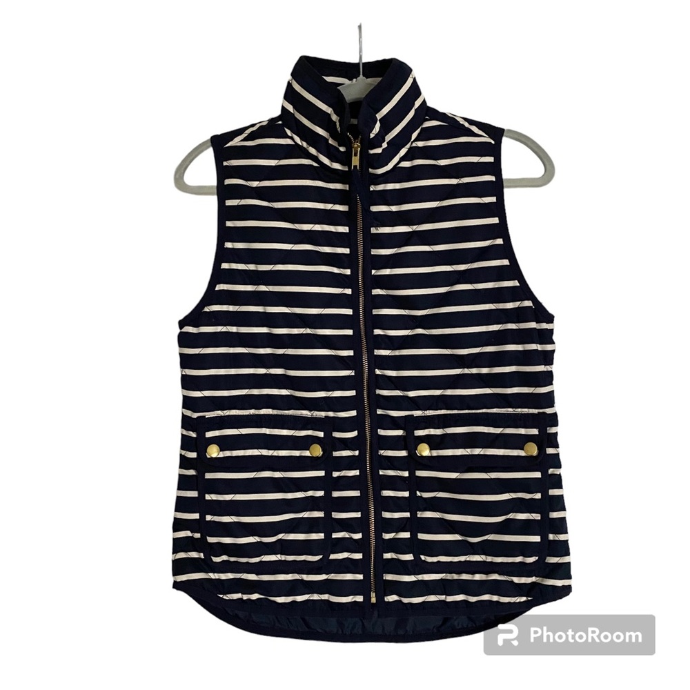 J.Crew Vest Puff Striped Quilted, Navy